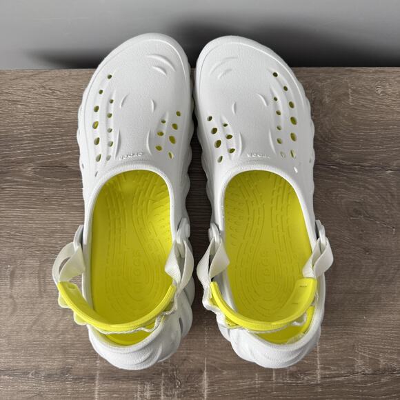 Crocs Shoes Mens Size 12 White Yellow Echo Clog Slip On Foam Comfort Sandals - Picture 5 of 9